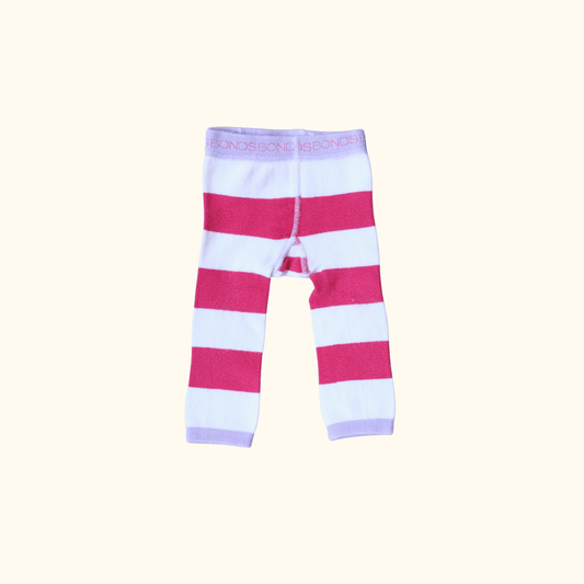 Pink and White Striped Knitted Leggings