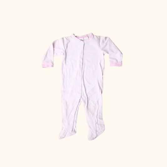 White and Pink Striped Onesie