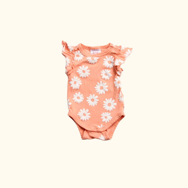 Orange Bodysuit with Flowers