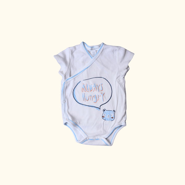 White Wrap Bodysuit with Text Graphic