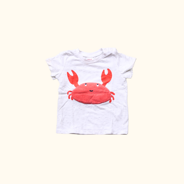 Beige T-Shirt with Crab Graphic Print