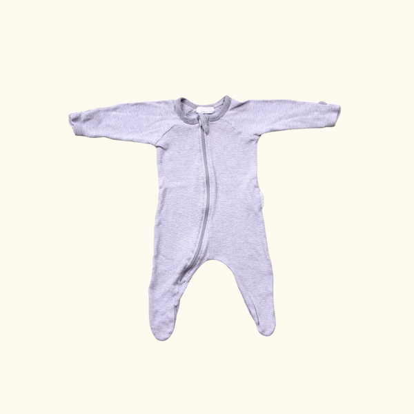 Grey Striped Onesie with Zip