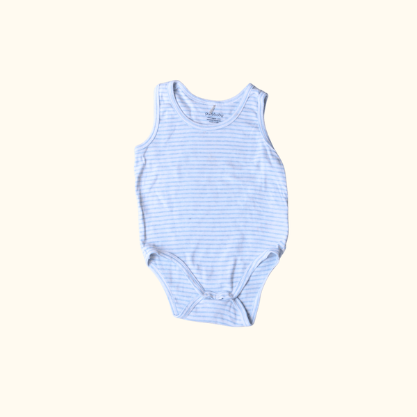 Blue Striped Sleeveless Bodysuit