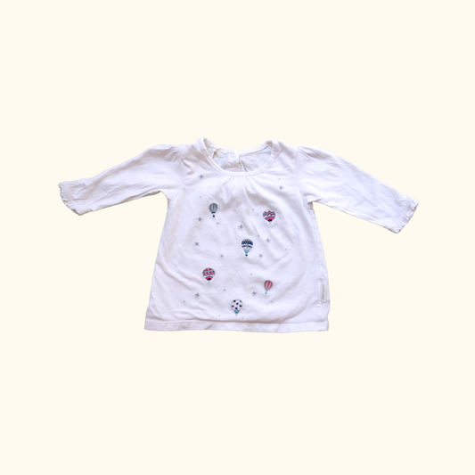 White T-shirt with Hot Air Balloon Details