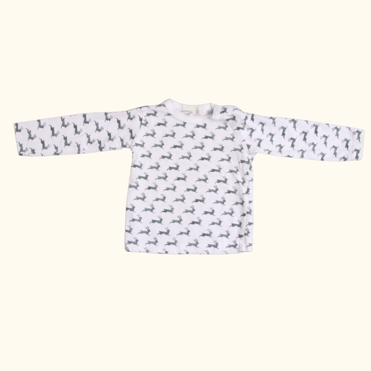 White and Grey Long Sleeve T-Shirt with Bunnies