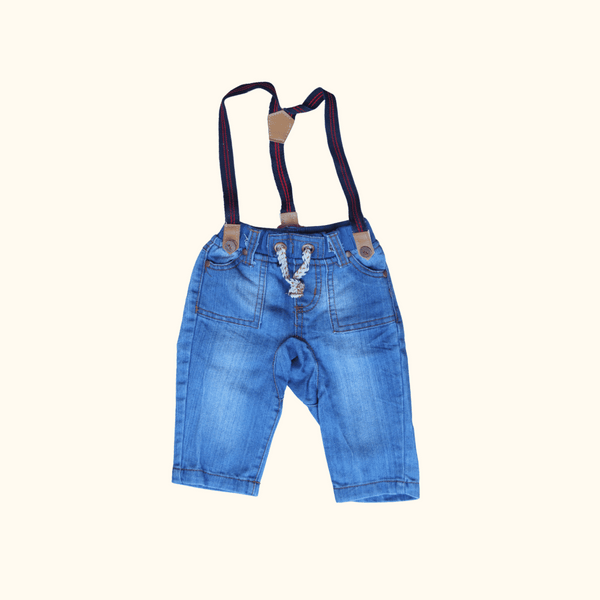 Blue Denim Jeans with Suspenders