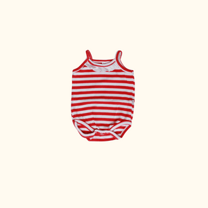 Red Striped Sleeveless Bodysuit