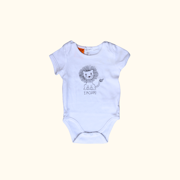 White Bodysuit with Lion Roar Graphic