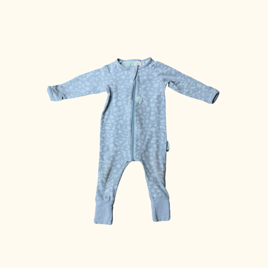 Blue Onesie with Graphic Print and Zip