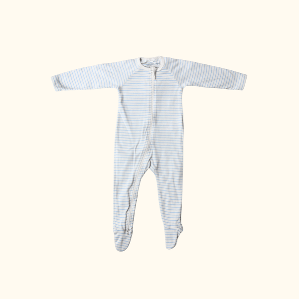 Beige and Blue Striped Onesie