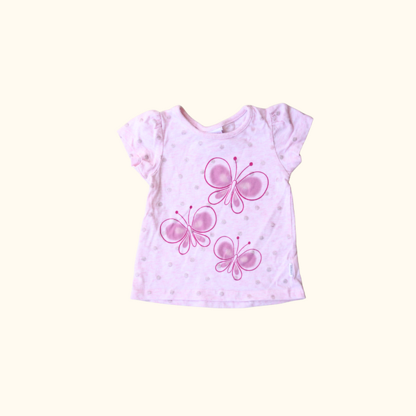 Pink T-Shirt with Butterfly Graphic Print