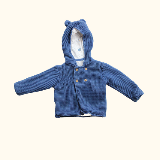 Blue Cardigan with Hoodie