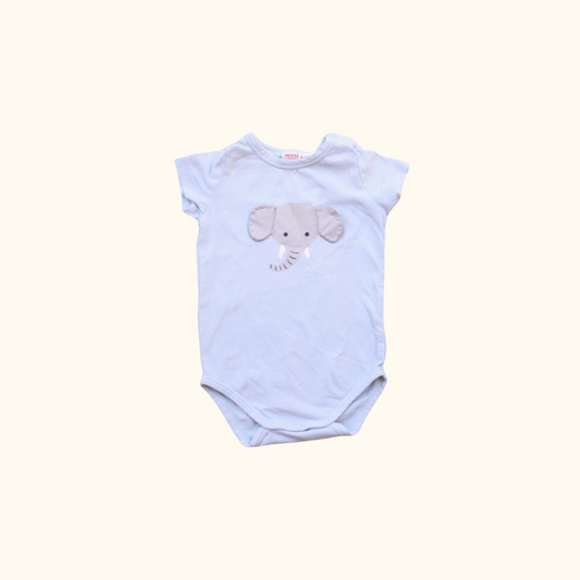 Blue Short Sleeve Bodysuit with Elephant