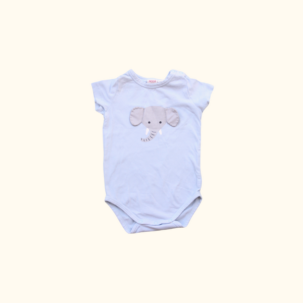 Blue Short Sleeve Bodysuit with Elephant