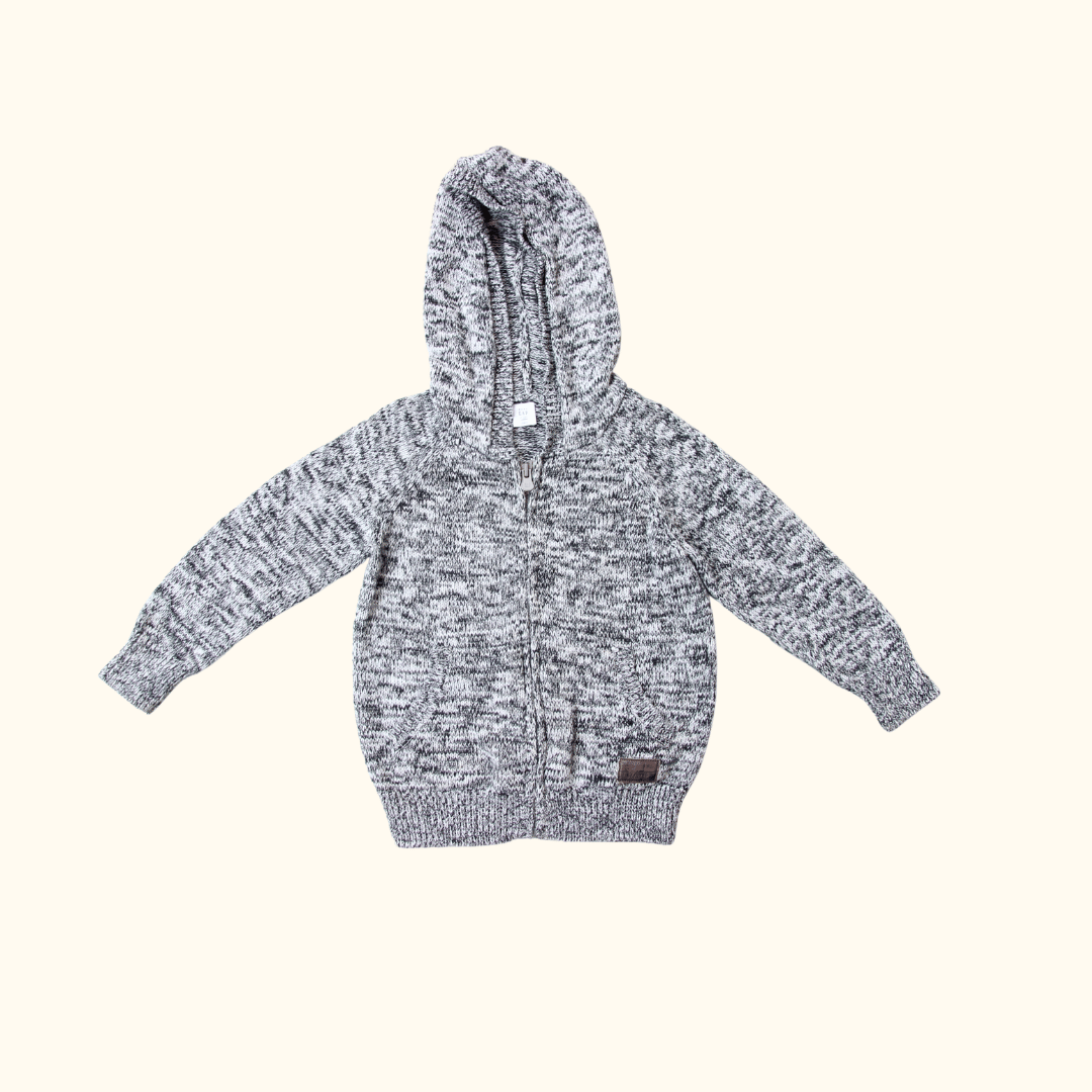 Grey Cardigan with Hoodie