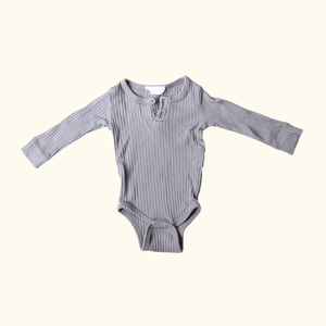 Grey Long Sleeve Rib Bodysuit