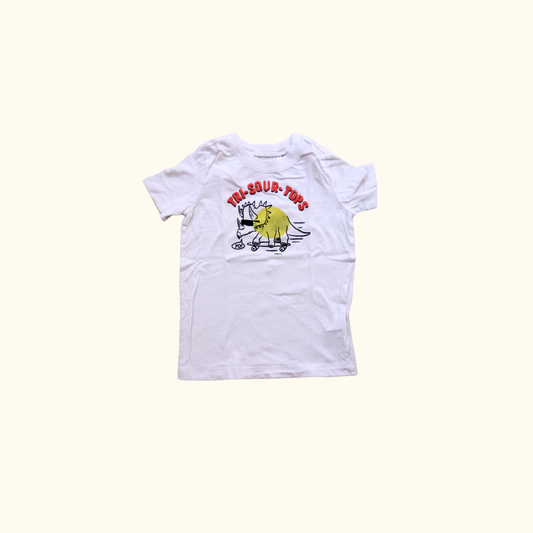 White T-shirt with Dinosaur Graphic