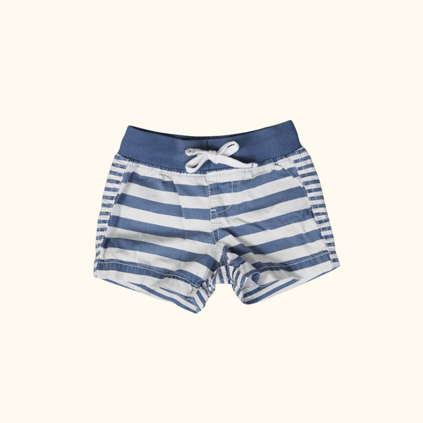 Blue and Cream Striped Shorts