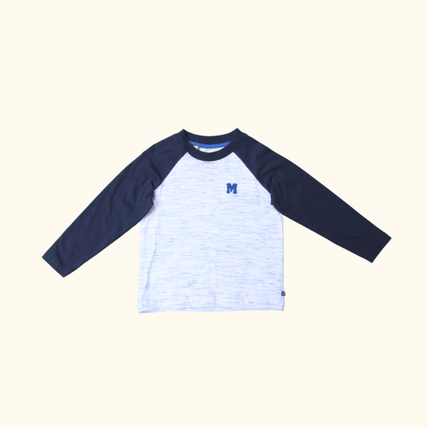 White and Blue Long Sleeve T-Shirt