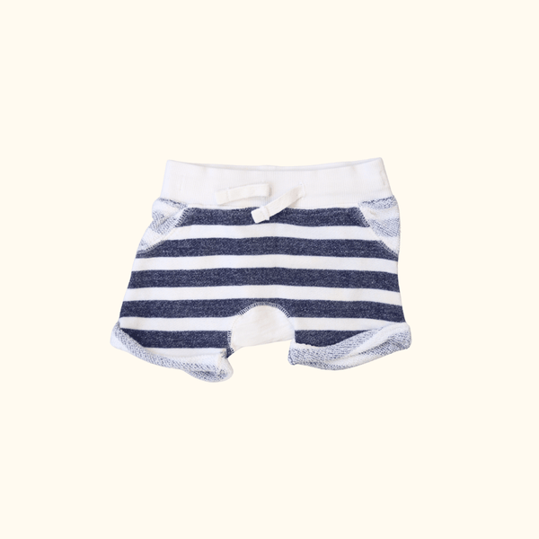 Beige and Blue Striped Shorts