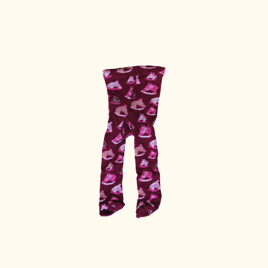Burgundy Tights with Horses