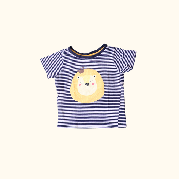 Striped T-Shirt with Lion Graphic Print