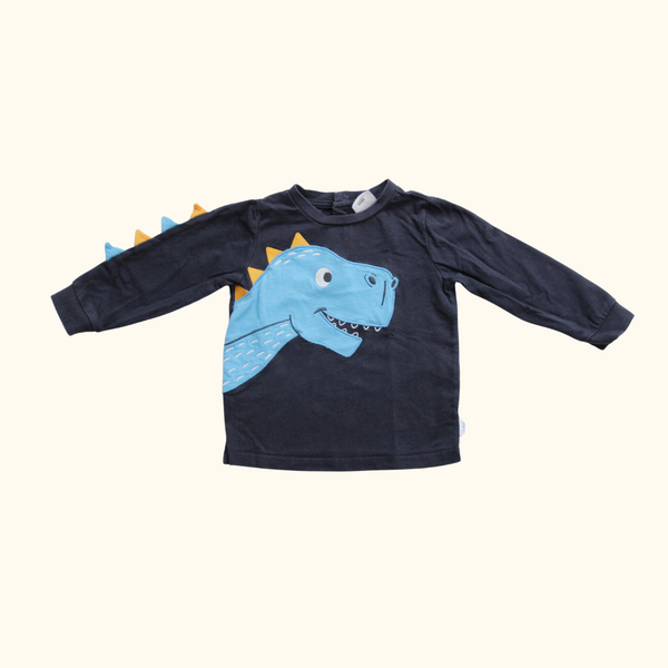 Blue Long Sleeve T-Shirt with Dinosaur