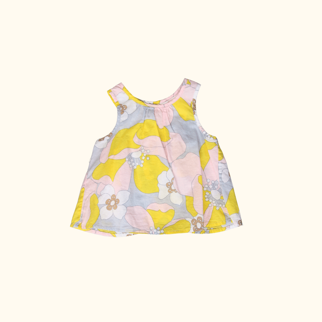 Yellow and Pink Sleeveless Top