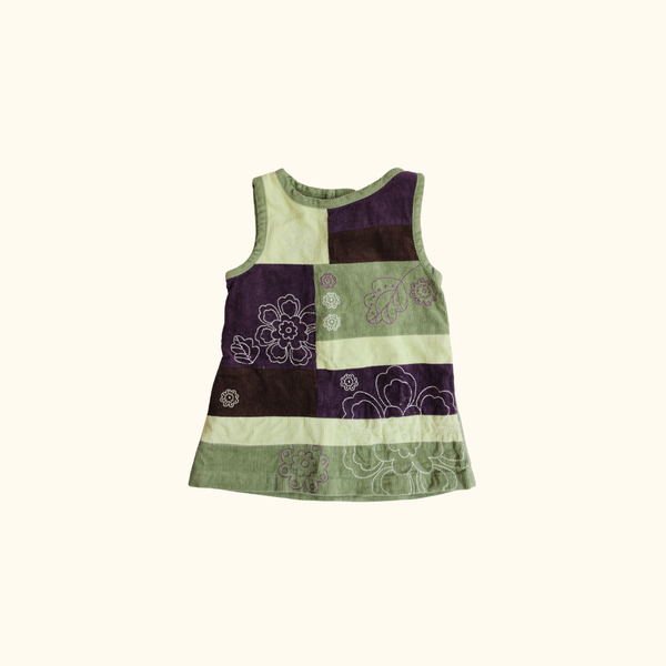 Green and Purple Corduroy Dress