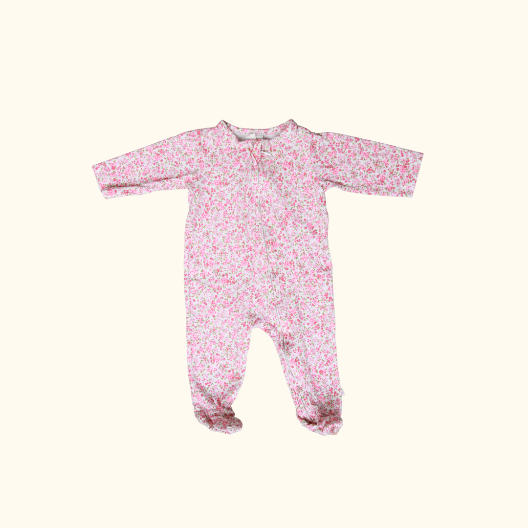 Pink Floral Onesie with Zip