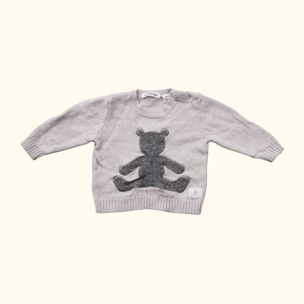 Grey Knitted Jumper with Teddy Bear