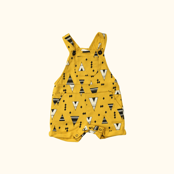 Yellow Overalls with Graphic Print