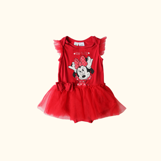 Red Dress with Mickey Mouse Print