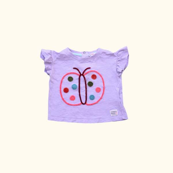 Purple T-Shirt with Butterfly Graphic