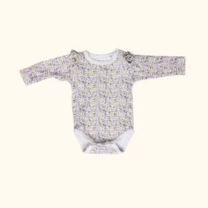 Purple Floral Bodysuit with Frills