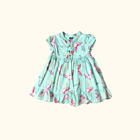 Turquoise Dress with Butterfly Print