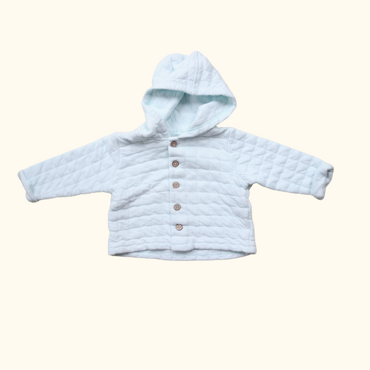 Turquoise Quilted Jacket with Hoodie