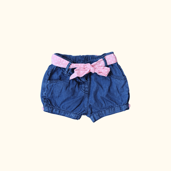 Denim Shorts with Pink Belt