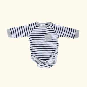 Grey and Blue Striped Bodysuit