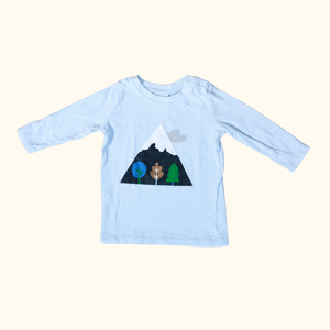 Light Blue Long Sleeve T-Shirt with Graphic Print