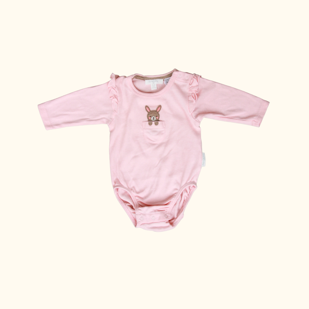 Pink Long Sleeve Bodysuit with Bunny
