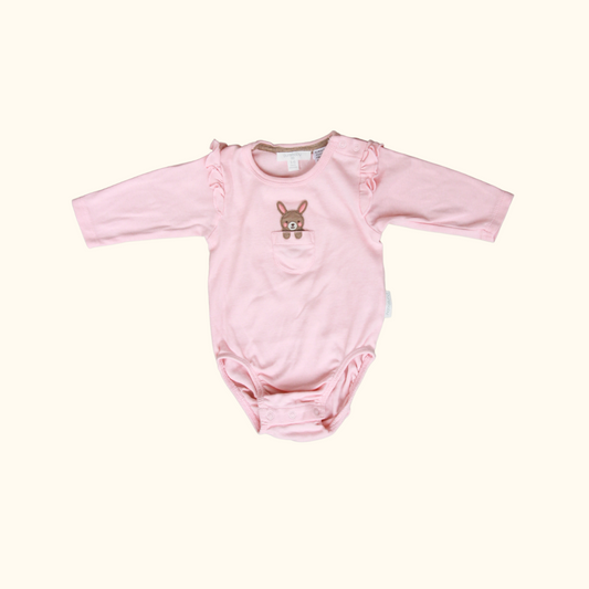 Pink Long Sleeve Bodysuit with Bunny
