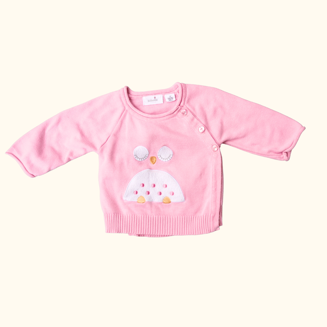 Pink Wrap Cardigan with Graphic Print