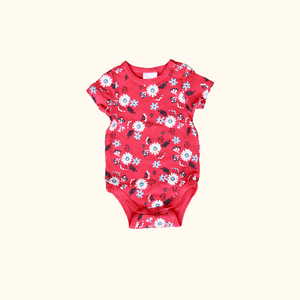 Red Floral Short Sleeve Bodysuit