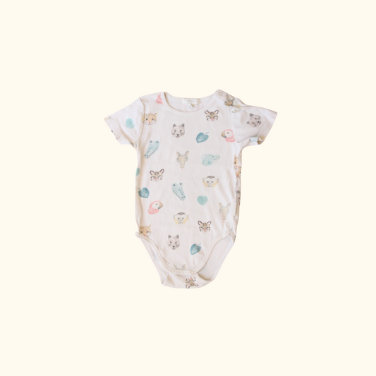 Cream Bodysuit with Animal Print