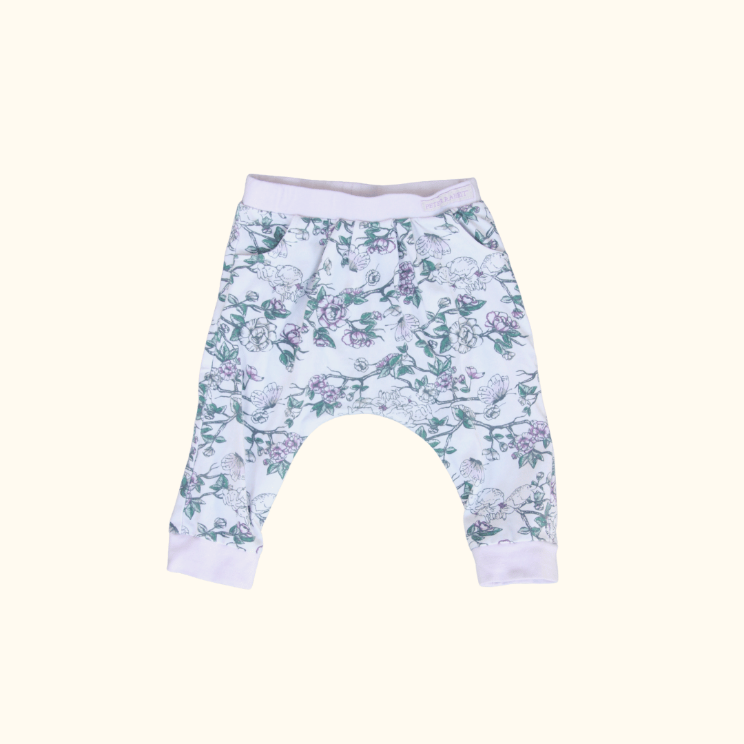 Purple Floral Joggers with Bunnies