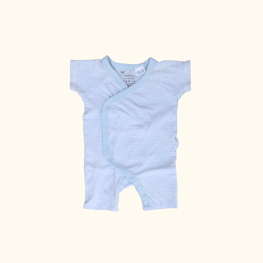 Light Blue Striped Romper