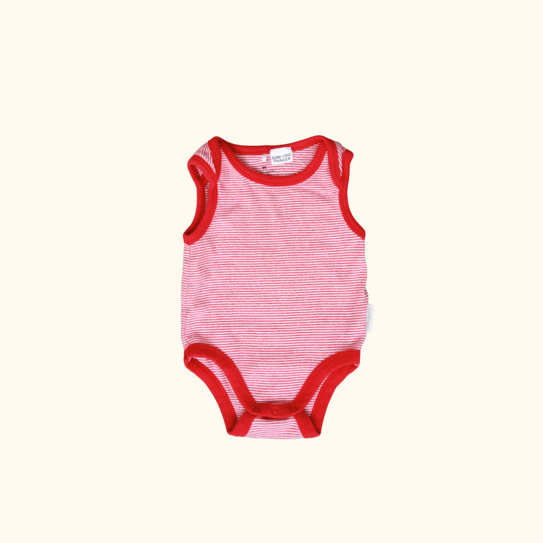 Red Striped Sleeveless Bodysuit
