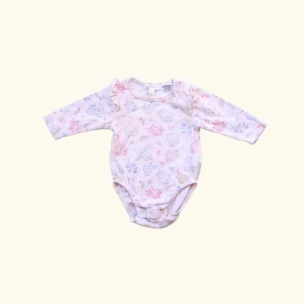 Bodysuit with Owl Graphic Print