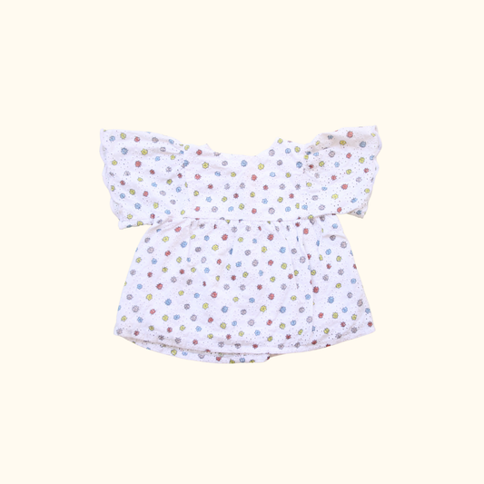 White Embroidery Top with Flowers